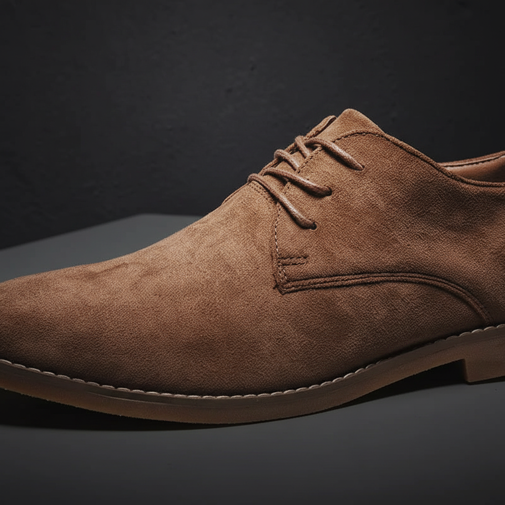 Detailed view of men's classic black leather Oxford shoes, showing fine stitching and secure lace-up closure.