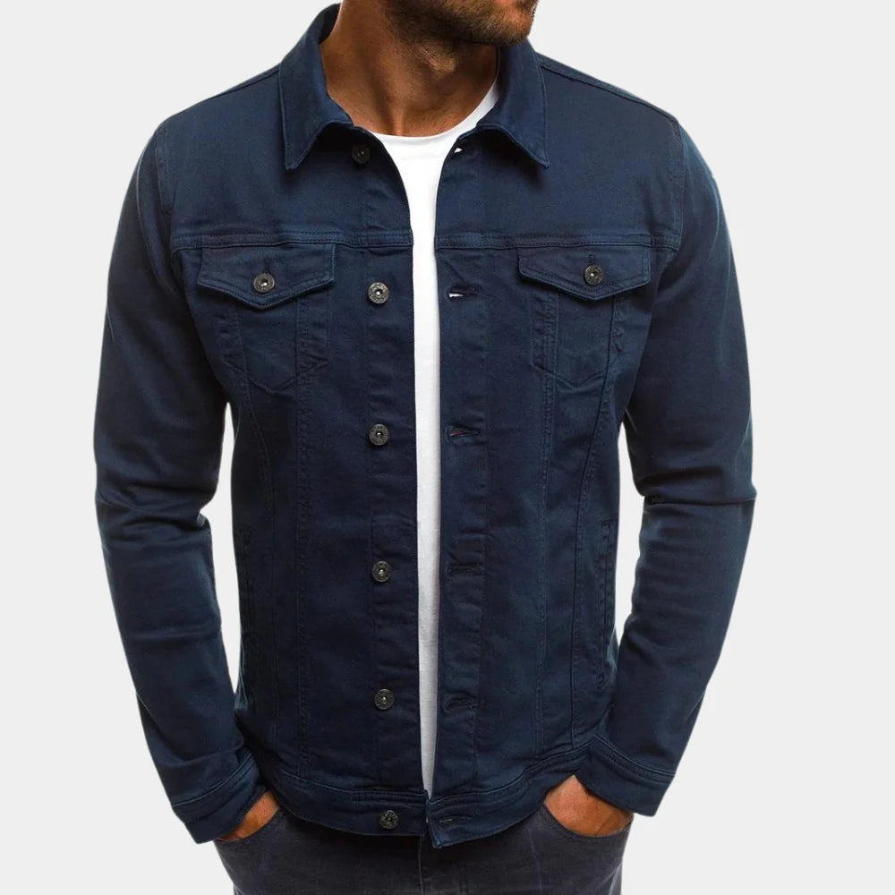 Timeless men's jean jacket in blue denim. Stylish outerwear for men's fashion & casual outfits.