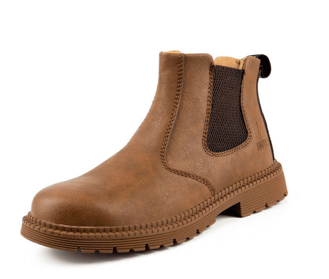 Pair of men's classic black leather Chelsea boots, comfortable and versatile for everyday and dress occasions