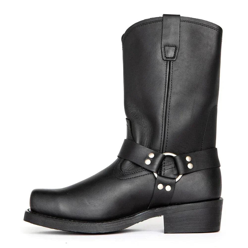 Rugged men's leather Western boots, comfortable and stylish for everyday wear, classic cowboy boot design