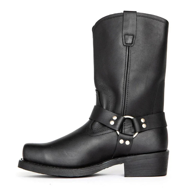 Rugged men's leather Western boots, comfortable and stylish for everyday wear, classic cowboy boot design