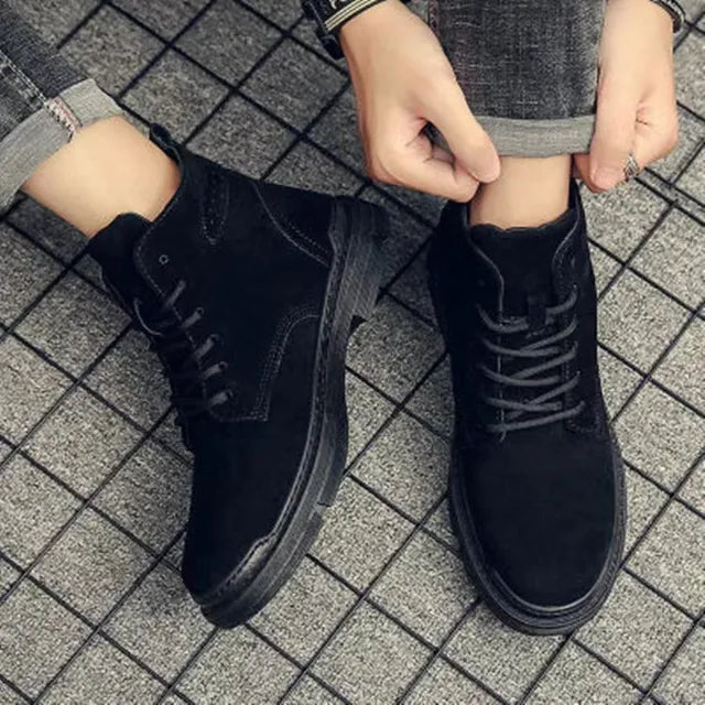 Stylish men's classic lace-up boots in premium suede leather, suitable for dress or casual wear.