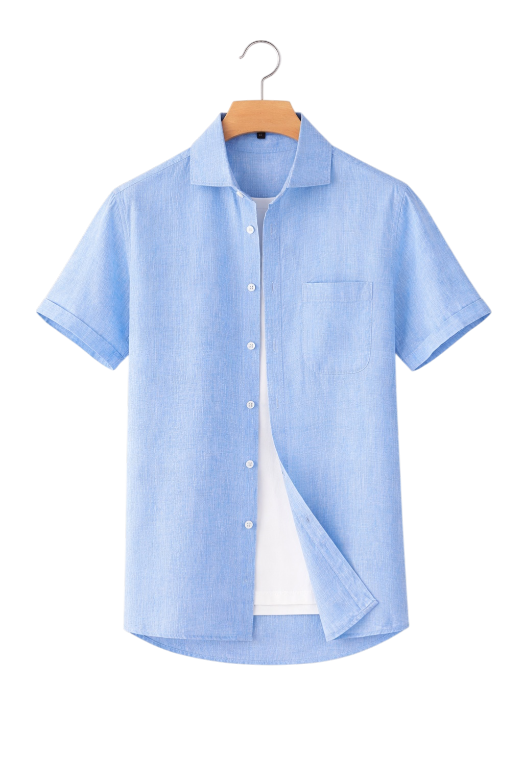 Close-up of a men's classic button-down shirt fabric, showcasing quality and details.