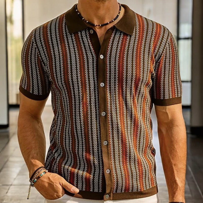 Textured men's long sleeve button-down shirt. Subtle herringbone pattern adds depth to this classic semi-formal apparel.