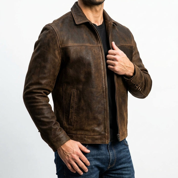 Timeless men's classic Carver jacket. Durable & versatile zip-up outerwear, ideal for transitional weather and modern style.