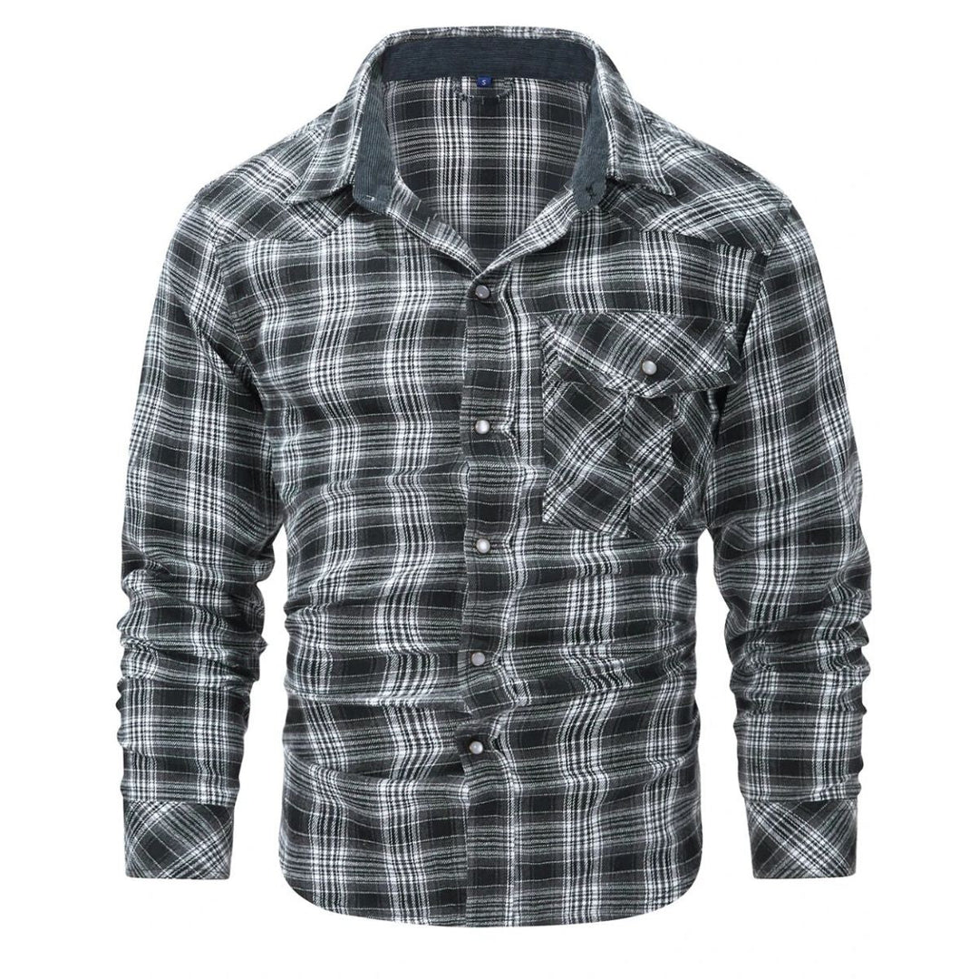 Tobias regular fit men's checked button-down shirt. Perfect for autumn winter layering and smart casual outfits.