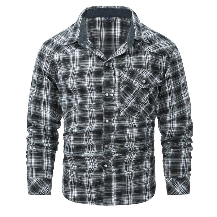 Tobias regular fit men's checked button-down shirt. Perfect for autumn winter layering and smart casual outfits.