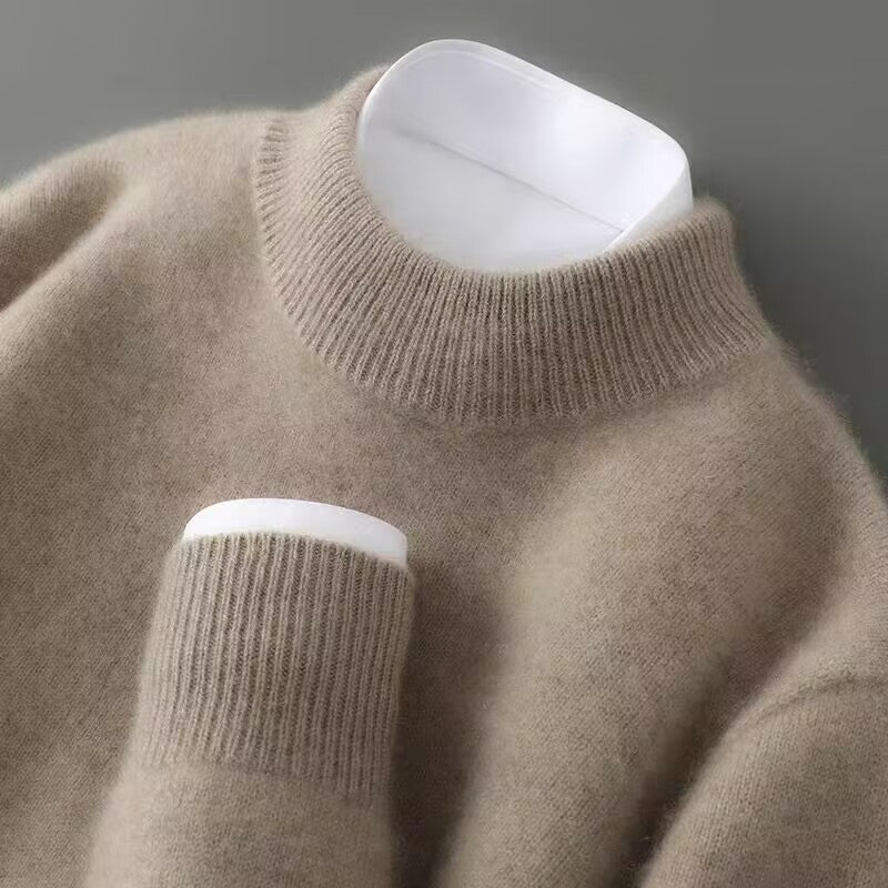 Sophisticated men's crew neck knit sweater. A versatile classic pullover for fall fashion & winter layering.