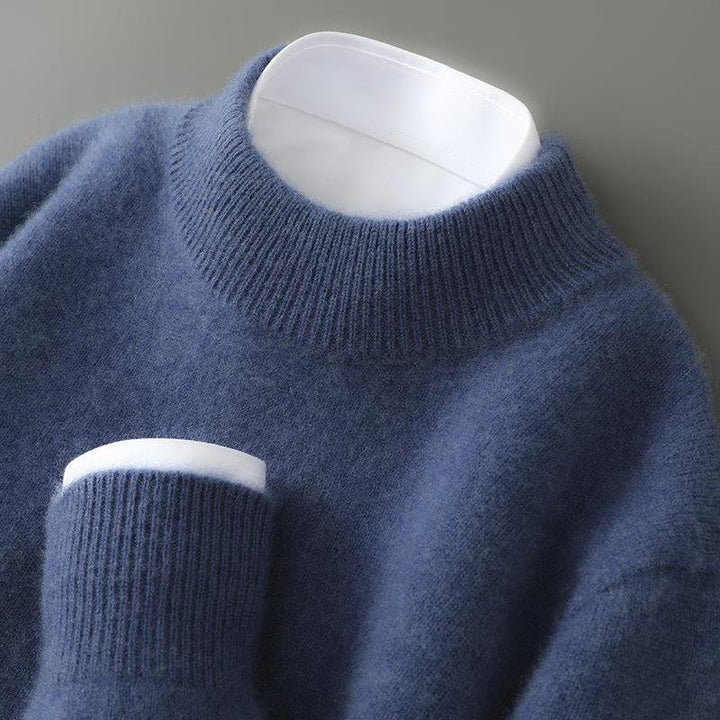 Timeless men's crew neck pullover sweater. Classic knitwear for a stylish and comfortable fall/winter look.