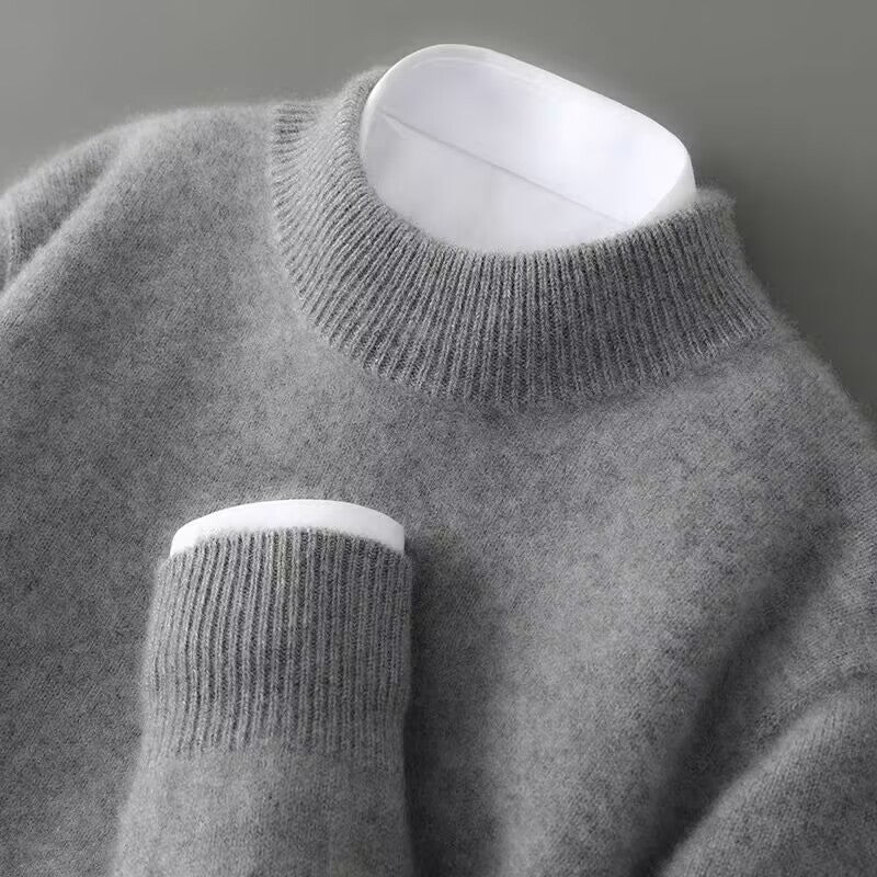 Men's crew neck pullover sweater. Classic knitwear, perfect for versatile fall fashion and warm winter style.
