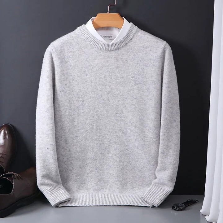 Stylish men's crew neck sweater. Classic knitwear for comfortable casual wear, easy to layer for any season.