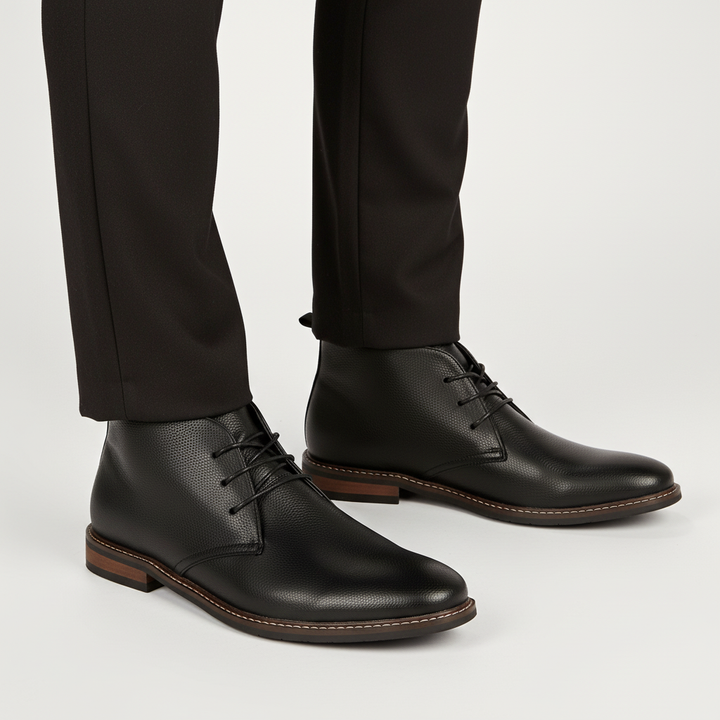 Side profile of Men's Classic Desert Boots, emphasizing classic style, comfortable fit, & menswear.
