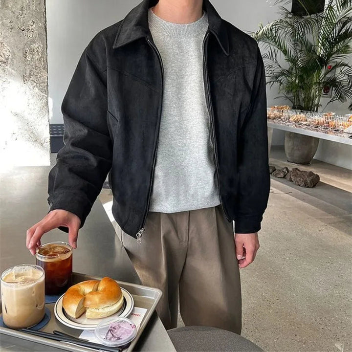 Stylish men's fashion jacket, a timeless classic for versatile everyday wear. Comfortable zip-up outerwear.