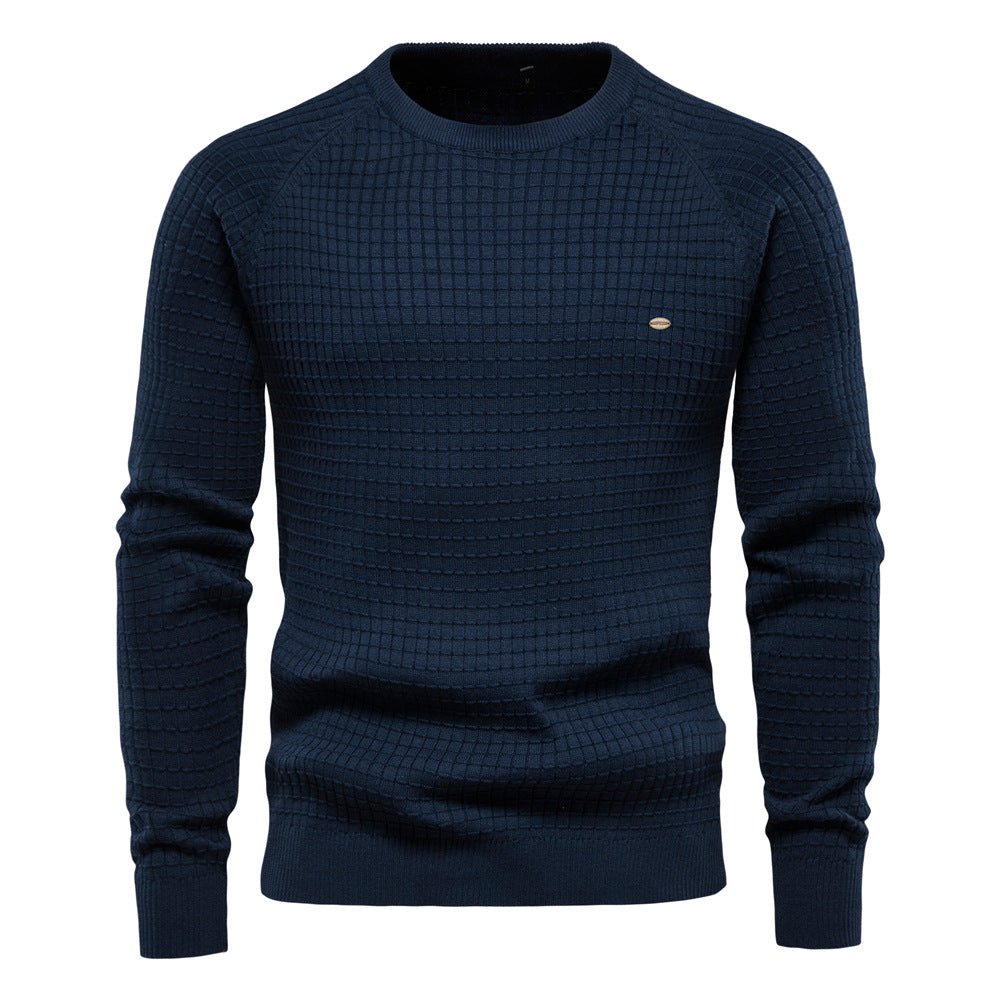 Stylish man wearing a warm, casual men's knit sweater, ideal for everyday wear