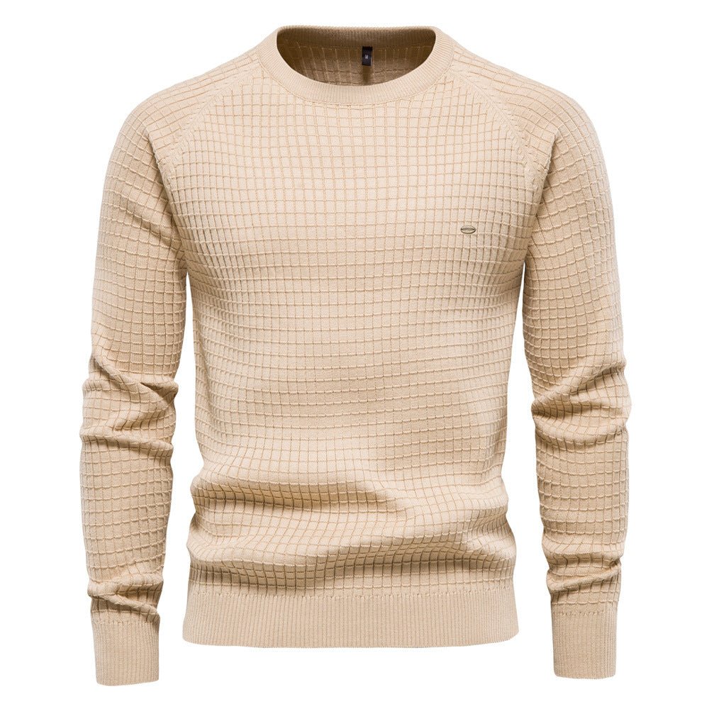 Full view of a men's classic knitwear pullover, showcasing its comfortable and versatile design