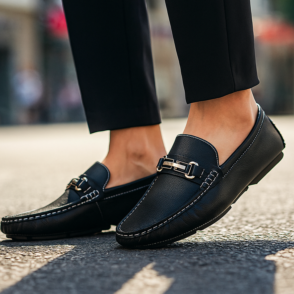 Pair of Men's Classic Leather Bit Loafers, black, showcasing fine craftsmanship and timeless style
