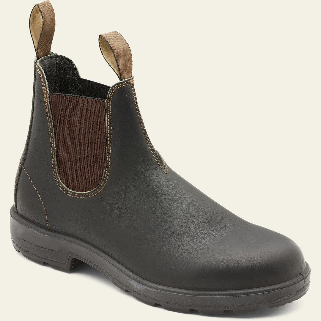 Pair of men's leather Chelsea boots, versatile for smart casual outfits, with durable construction and sleek design.