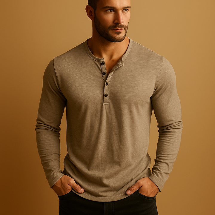 Stylish men's button-down long sleeve shirt, a versatile wardrobe essential for casual and semi-formal occasions.