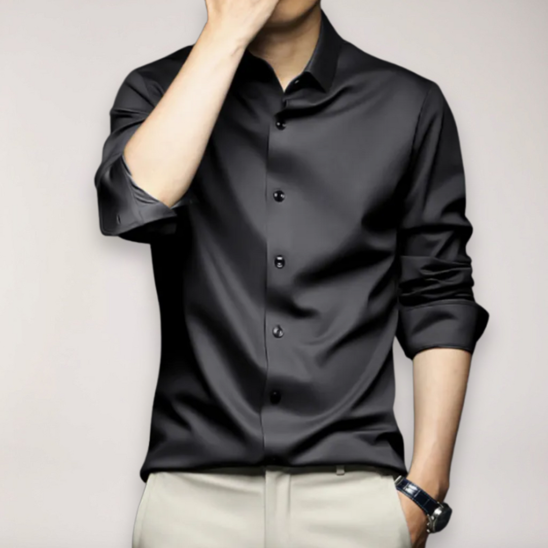 Mens long sleeve button-up dress shirt. Perfect for formal wear, business attire, or a smart casual look.