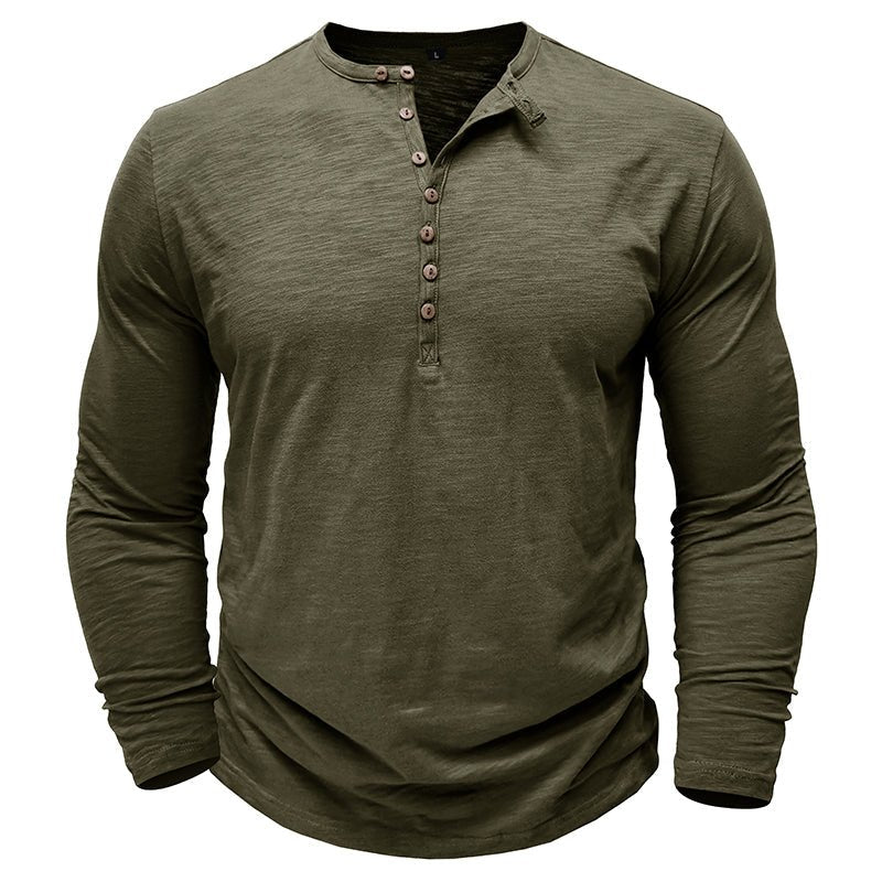 Men's henley shirt with a tagless design for ultimate comfort.