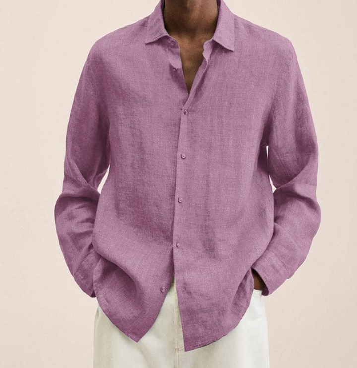 Casual men's long sleeve summer shirt, relaxed fit, and breathable material, perfect for warm weather.