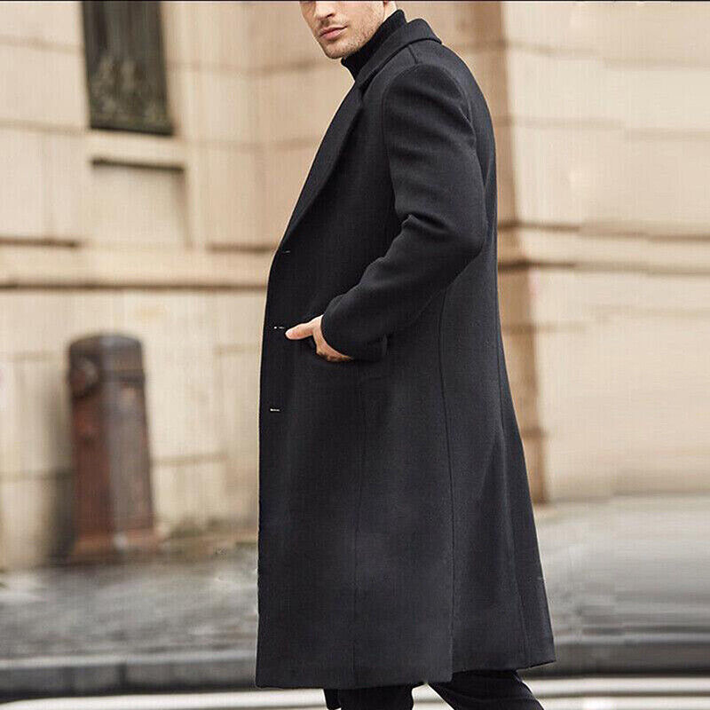 Mens long classic wool coat 'Tobias' for autumn & winter. Stylish, warm outerwear for formal & business fashion.