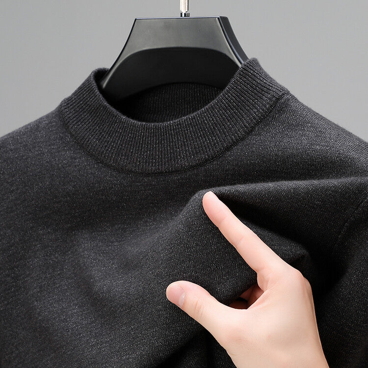 Soft & cozy men's classic mock neck pullover sweater, long sleeve for comfortable fall & winter layering.