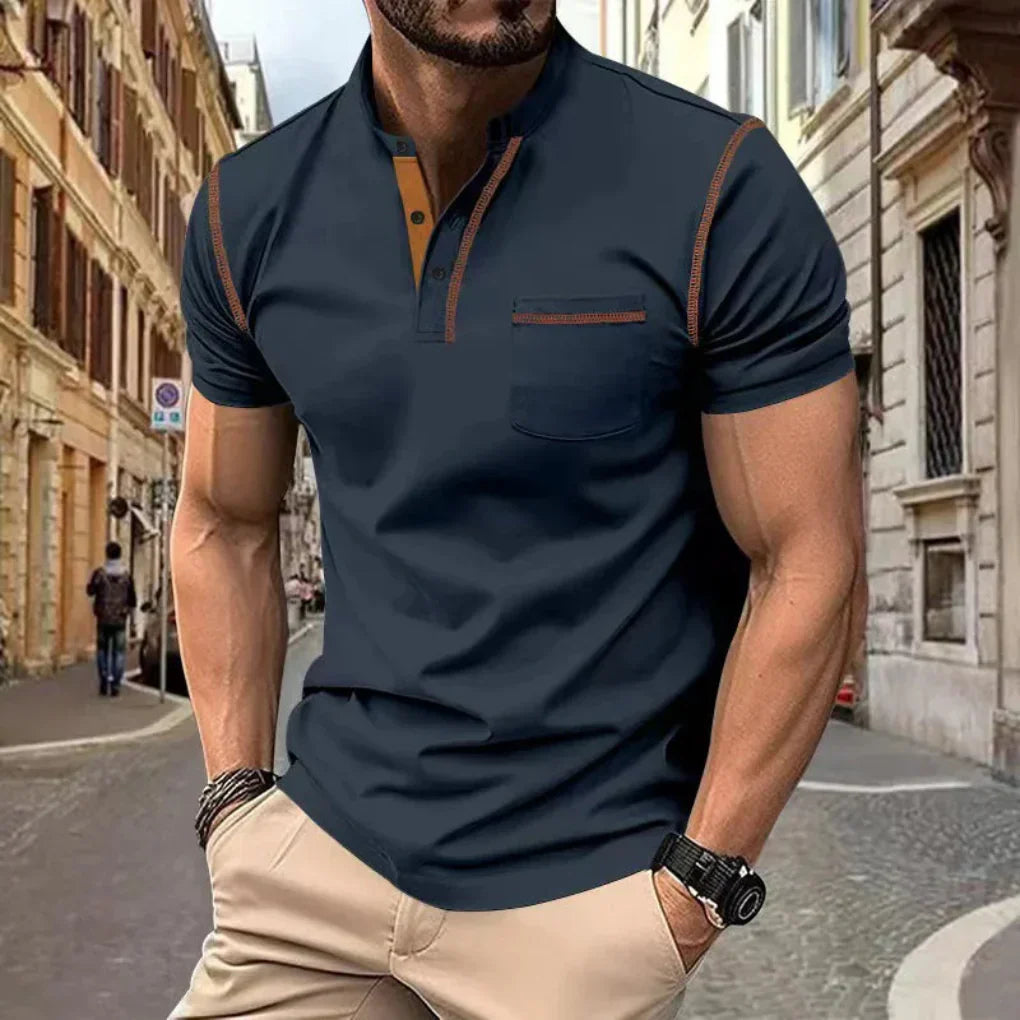 Comfortable men's classic fit polo shirt, perfect for summer fashion, casual outings, or a relaxed golf game.