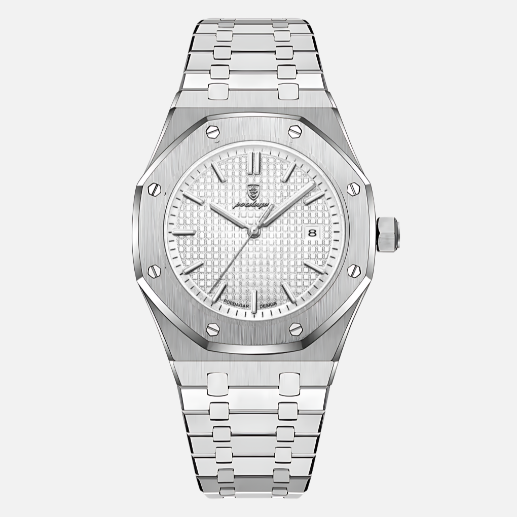 Durable men's quartz watch designed for daily wear, with classic Roman numerals & a robust, comfortable band.