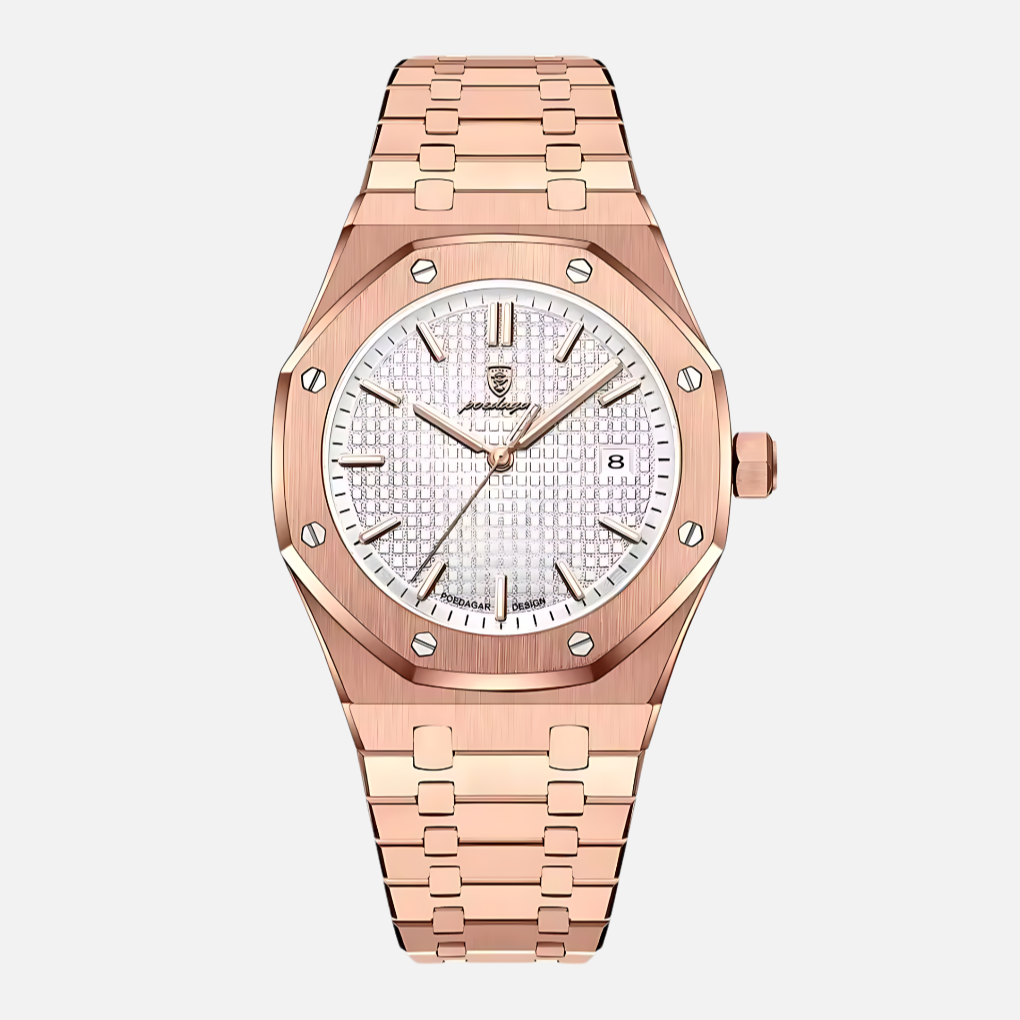Timeless men's classic watch, a quartz timepiece with elegant Roman numeral markers, suitable for sophisticated men.