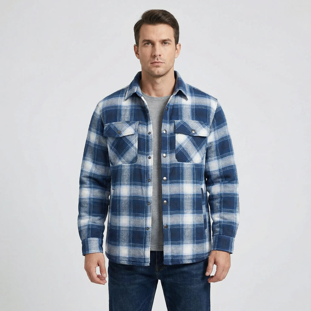 Timeless men's plaid lumberjack jacket, a warm & stylish retro-style winter coat for any man.