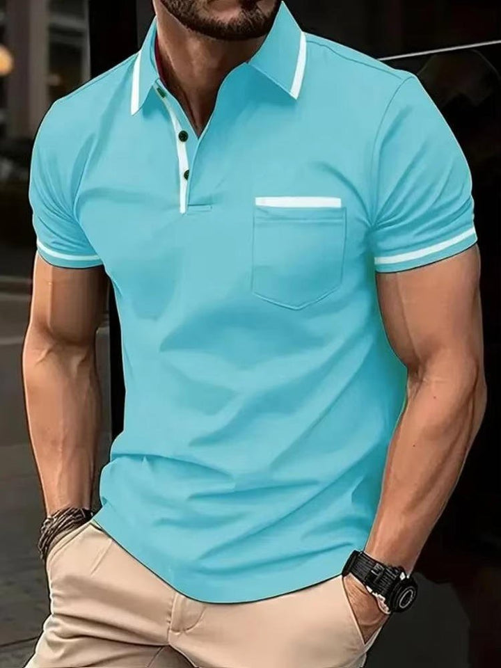 Men's short sleeve work wear polo, classic fit with chest pocket for a professional casual look.