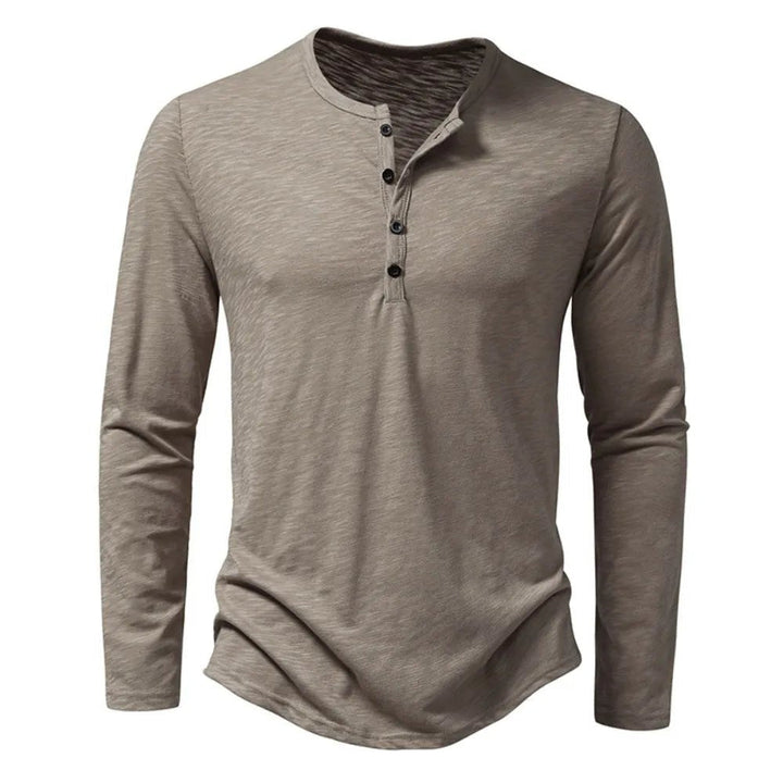 Men's Classic Slim Fit Henley Shirt. Long sleeve for effortless everyday style.