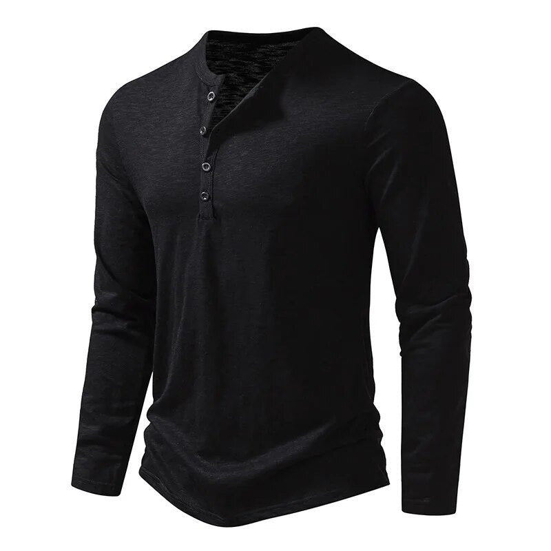 Premium men's slim fit henley, long sleeve, comfortable & stylish for everyday casual fashion.