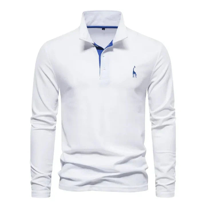 Fashionable men's long-sleeve polo shirt, new, for everyday wear, offering comfort & a smart casual look.
