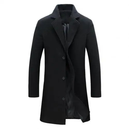 Warm lined men's jacket for winter. Classic button closure, regular fit. Essential outerwear for cold days.