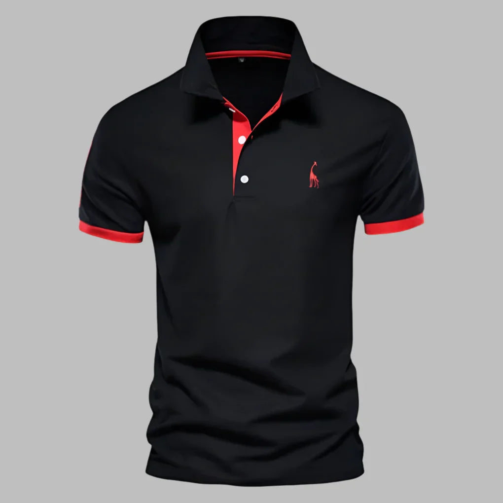 Tailored men's polo shirt, short sleeve, offers a smart, sleek fit for versatile smart-casual styling.