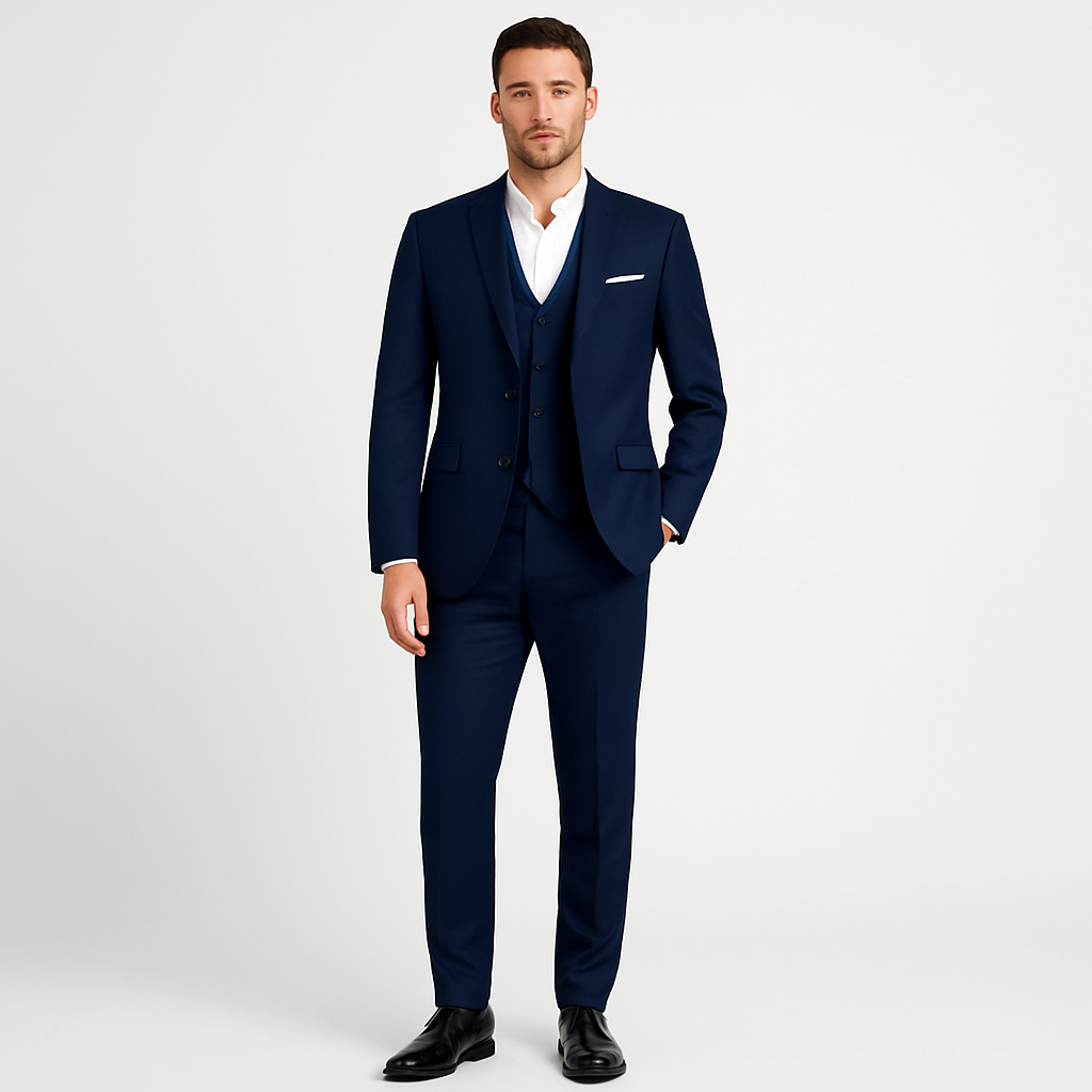Men's classic tailored two-piece suit, perfect for spring business casual & summer formal wear