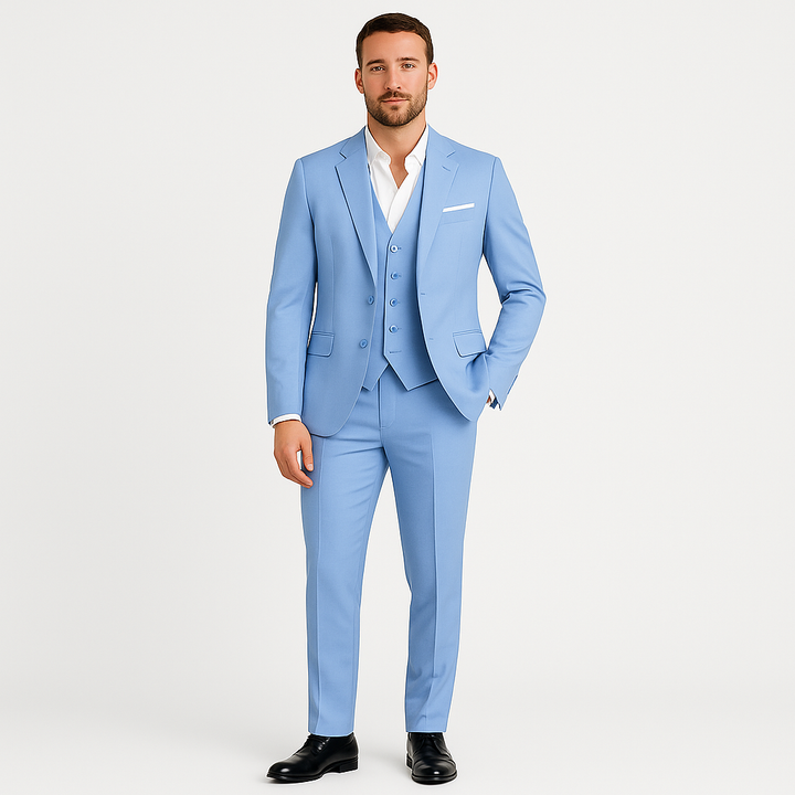 Elegant men's two-piece suit, a timeless apparel choice for spring and summer events