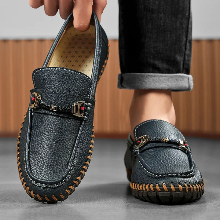 Men's genuine leather bit loafers in an aged, distressed finish for a vintage yet classic look