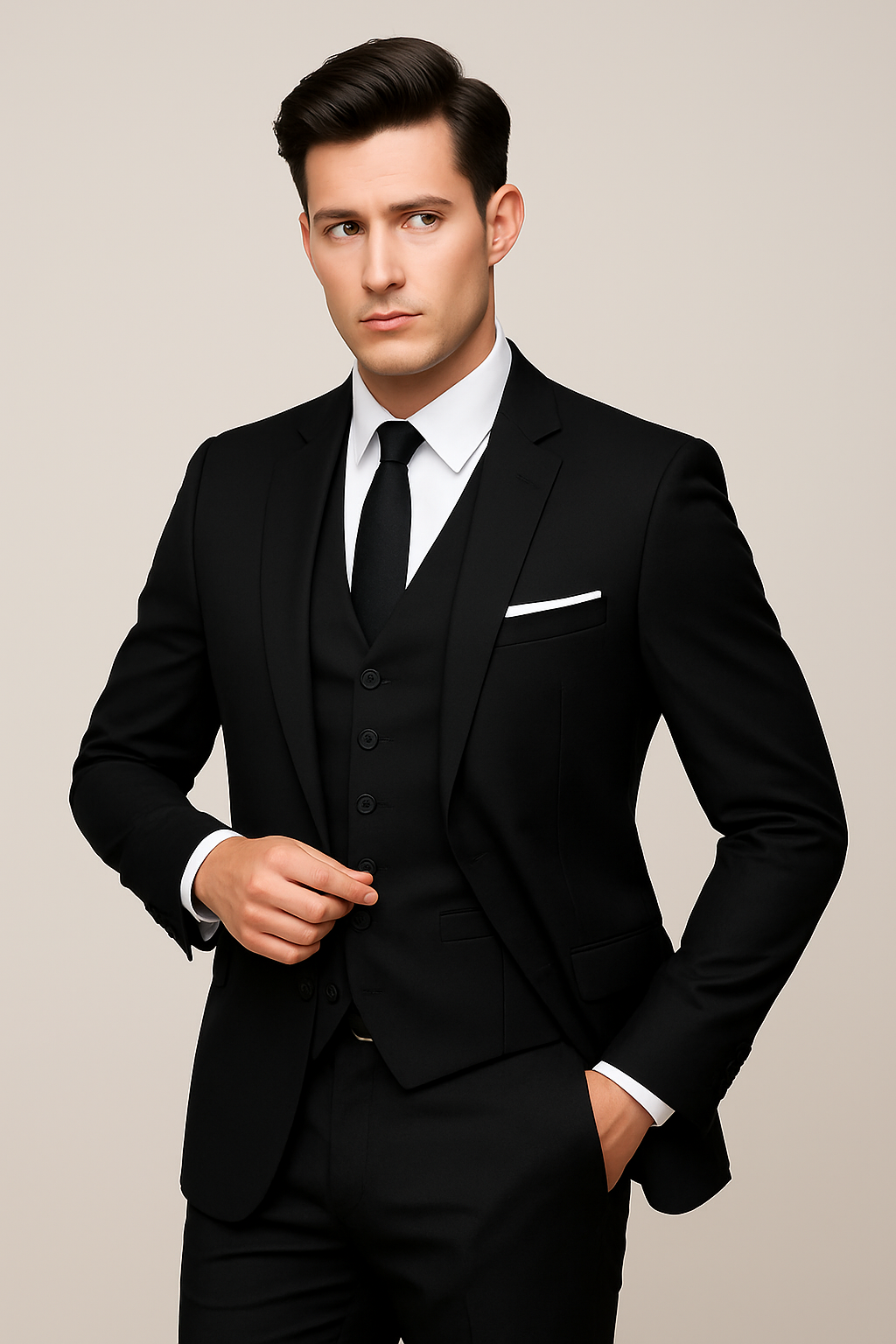 Elegant men's classic formal suit, a sophisticated choice for business or wedding guest