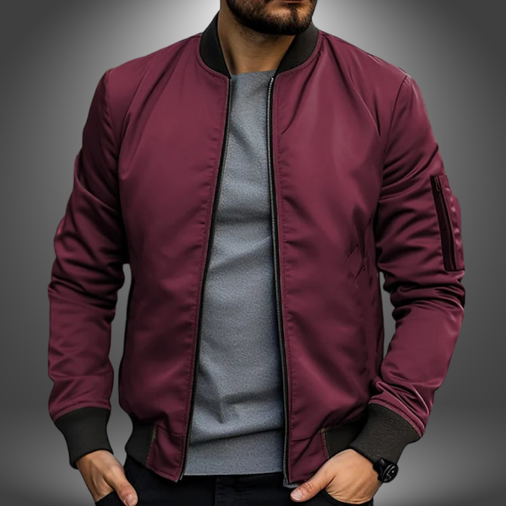Durable men's classic windproof bomber jacket. Versatile mid-season outerwear for everyday fashion.