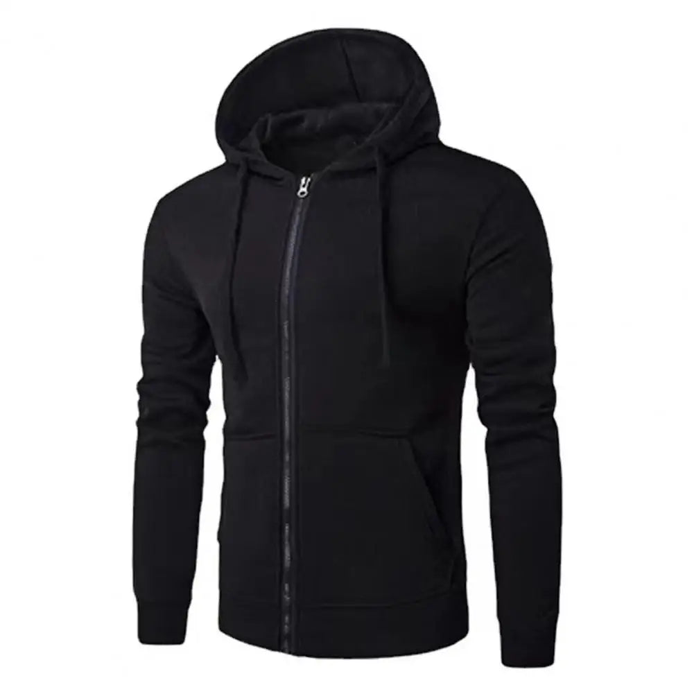 Mens gray zip-up hoodie worn by a model, showing casual fit for everyday wear, unisex style