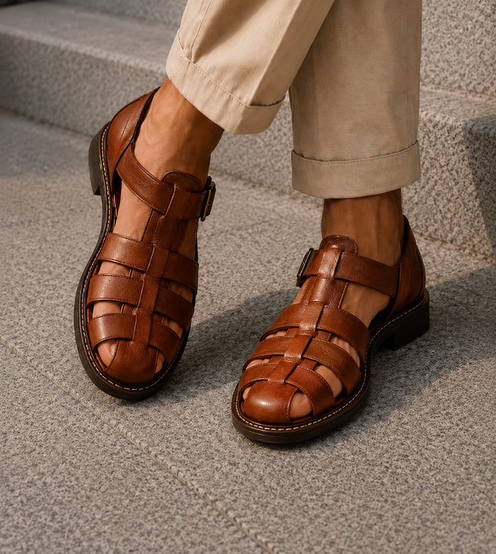 Versatile men's closed-toe fisherman sandals, great for summer comfort, outdoor adventures & casual wear.