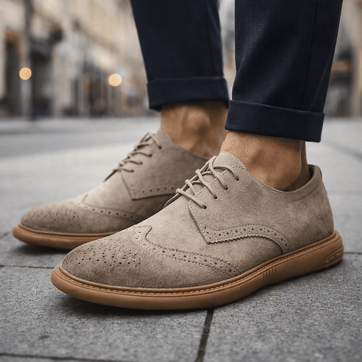 Elegant men's lace-up dress shoes, versatile for office or stylish casual fashion, ensuring comfort.