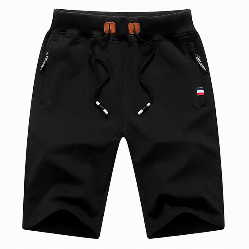Comfortable men's casual shorts with drawstring waist and practical secure zipper pockets for active use.