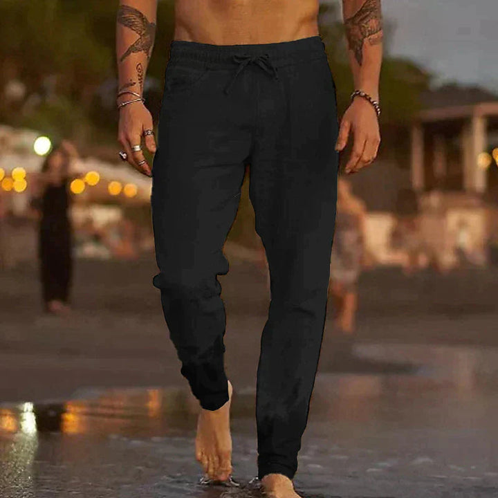 Everyday men's casual drawstring jogger pants. Comfortable, relaxed fit trousers, great for lounge or active fashion.