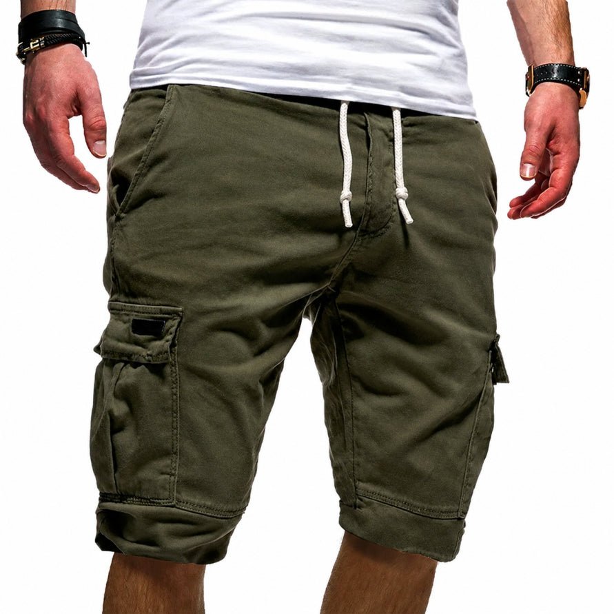 Men's comfortable relaxed fit cargo shorts for summer walking, outdoor adventures, and warm weather activities.