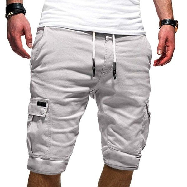 Front view: Men's comfortable cargo shorts in a relaxed fit, versatile for summer outdoor activities and casual wear.