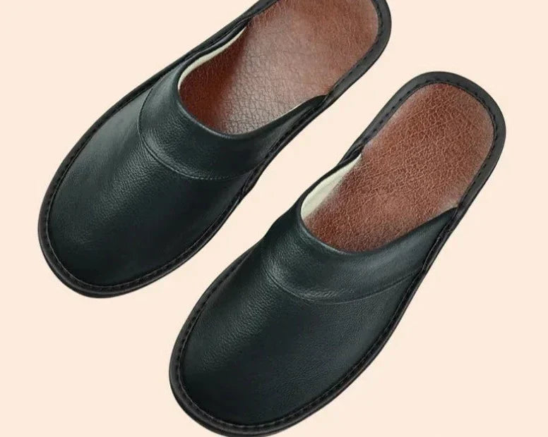 Men's comfortable slip-on house slippers. Ideal indoor footwear for home comfort and easy wear.
